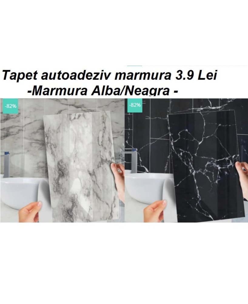 Tapet 3d Autoadeziv Marmura alba sau neagra 60x50 cm